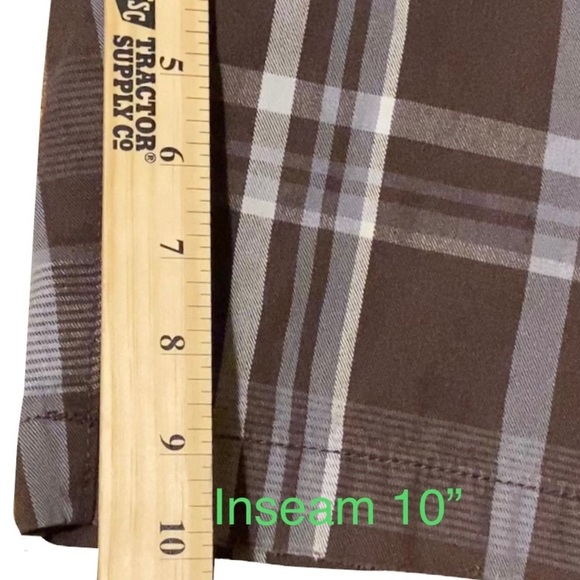 Retro Y2K Cargo Short Casual Golf Outdoor Preppy Brown Plaid Tag 58R Measured 54 - Picture 10 of 12